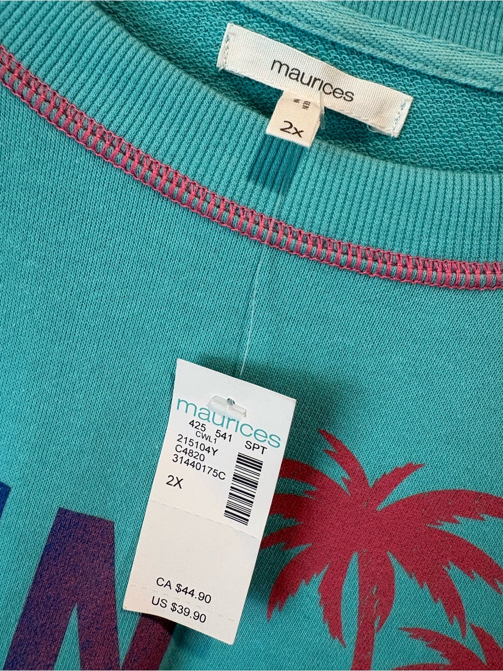 Women’s Turquoise "Sun Sand & Seltzers" Graphic Pullover - Picture 2 of 3
